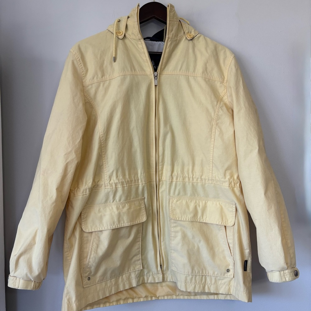 London Fog Vintage Anorak Jacket Yellow Retro Nautical Women’s Size Large Flaw